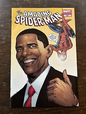 Buy THE AMAZING SPIDER-MAN 583 2nd Print VARIANT Spiderman Meets Barack Obama COVER • 6.21£