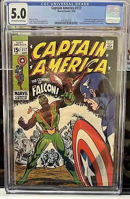 Buy Captain America #117 CGC FN 5.0 1st Appearance Falcon! Stan Lee! Marvel 1969 • 232.21£