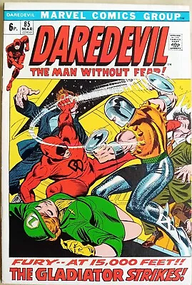 Buy Daredevil #85 - FN+ (6.5) - Marvel 1972 - 6p UK Price Variant - Vs Gladiator • 13.50£