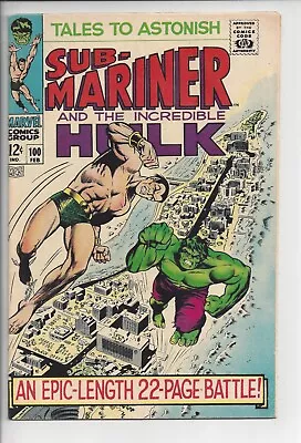 Buy Tales To Astonish #100 F+(6.5) 1967 - Severin Hulk Vs Sub-Mariner Sky Battle • 58.25£
