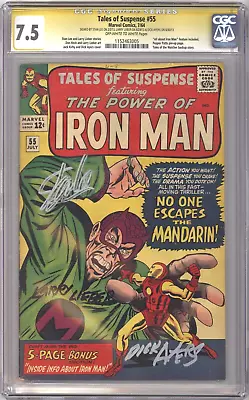 Buy TALES OF SUSPENSE 55 CGC 7.5 SIGNATURE SERIES SIGNED X3 STAN LEE MANDARIN MARVEL • 999.95£