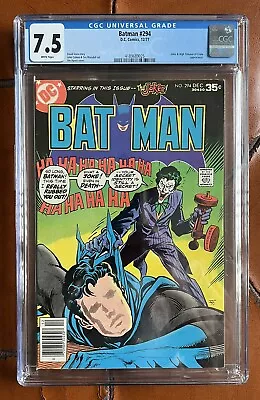 Buy BATMAN #294 JOKER COVER CGC 7.5 UNCIRCULATED White Page Jim Aparo High Tribunal • 46.59£