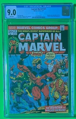 Buy 1974 CAPTAIN MARVEL #31 CGC 9.0 Avengers Drax Moondragon Starfox Thanos Appear. • 69.20£