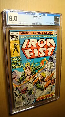 Buy Iron Fist 14 *cgc 8.0 White Pages* 1st Sabretooth Classic Marvel 1977 Js65 • 539.74£