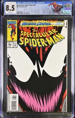 Buy The Spectacular Spider-Man #203 8.5 CGC White Pages Custom Label • 27.17£