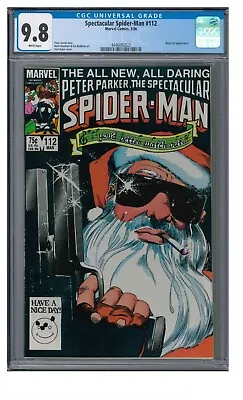 Buy Spectacular Spider-Man #112 (1986) Awesome Cover Santa W/Piece CGC 9.8 BR459 • 65.97£