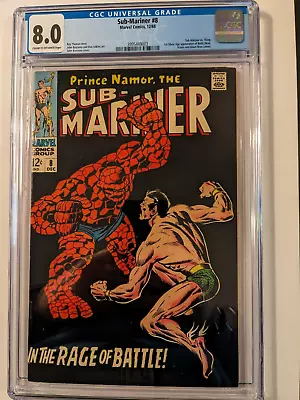 Buy SUB-MARINER # 8 CGC 8.0 Vs. Thing, Vision & Giant-Man Marvel Dec. 1968 • 139.01£