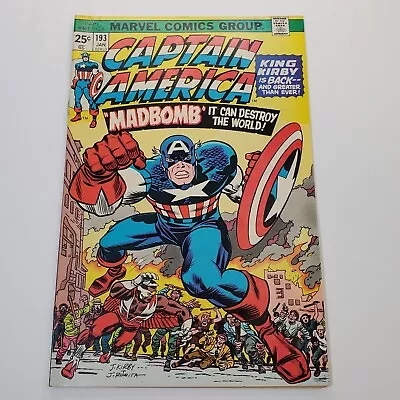Buy Marvel Comics Captain America #193 VF Key Issue Jack Kirby Cover And Writer • 23.29£