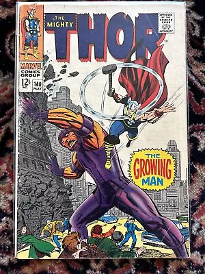 Buy Thor #140 (Marvel Comics 1967) GD+/VG 1st Growing Man • 7.77£