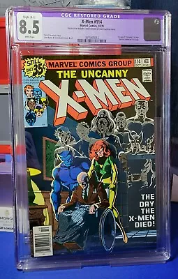 Buy Uncanny X-Men #114 (1978) CGC 8.5 RESTORED Slight B-1 WP 1st UNCANNY In Logo • 62.13£