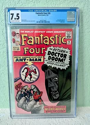 Buy Fantastic Four #16 CGC 7.5 Marvel, 1963 Doctor Doom Ant Man Wasp Iconic Cover • 1,244.80£