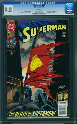 Buy Superman #75 CGC 9.8 DC 1993 Death! RARE NEWSSTAND! White Pages! N2 113 Cm • 174.74£