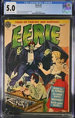 Buy Eerie #7, Pre Code Horror, Wally Wood Vampire + Good Girl Cover, Cgc 5.0 • 427.13£