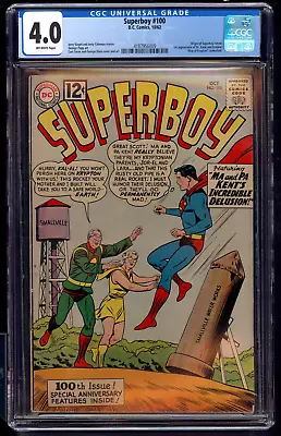 Buy Superboy 100 CGC 4.0 Origin Of Superboy Retold 1st App Dr Xandu And Erndine 1962 • 115.72£