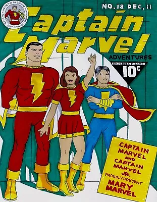 Buy Captain Marvel Adventures 18 Cover Recreation 1st Mary Marvel Original Comic Art • 232.97£