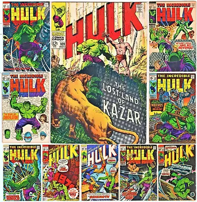 Buy Incredible Hulk 109 111 114 116 119 123 125 135-137 Silver/BronzeAge 10 BOOK LOT • 116.48£