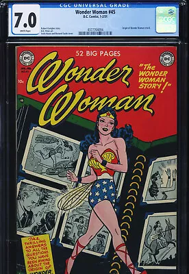 Buy WONDER WOMAN #45 - CGC-7.0, OW-W - Origin Retold - Golden Age • 1,553.22£