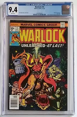 Buy Warlock 15 CGC 9.4 White Pages Jim Starlin  🔥  Marvel Bronze Age 1976 • 135.89£