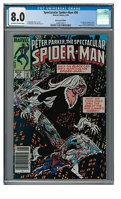 Buy Spectacular Spider-Man #90 (1984) Newsstand Black Costume CGC 8.0 RR930 • 38.79£