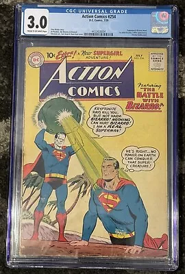 Buy Action Comics #254  CGC 3.0 Off White Pages 1st Adult Bizarro • 213.57£