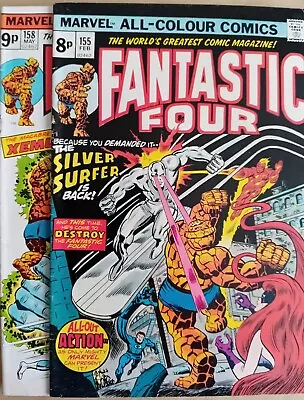 Buy Fantastic Four #'s 155, 158 - FN- (5.5) - Marvel 1975 - UK Price Variants • 11.99£