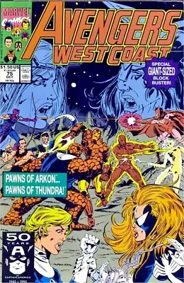 Buy Free P & P; Avengers West Coast #75, Oct 1991: Vs. The Fantastic Four, Thundra! • 4.99£