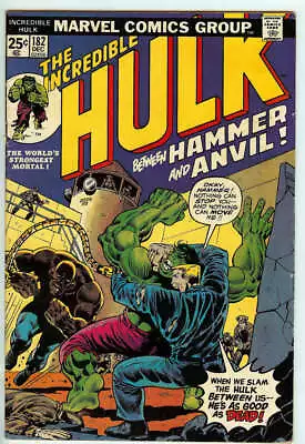 Buy Incredible Hulk #182 4.0 // 1st Appearance Of Hammer + Anvil Marvel 1974 • 103.29£