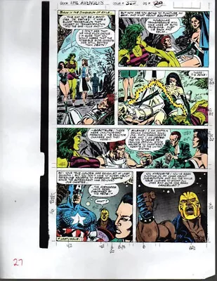 Buy Original 1990 Captain America She-Hulk Avengers 327 Marvel Color Guide Art Page • 26.45£