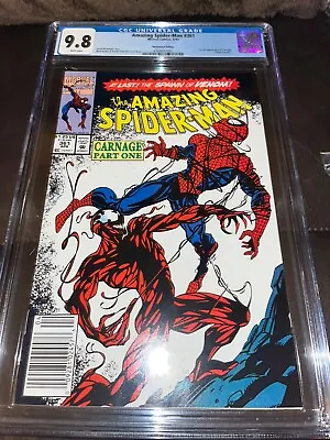 Buy Amazing Spider-Man 361, 1st Appearance Carnage, Newsstand Variant CGC Graded 9.8 • 403.84£