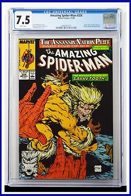 Buy Amazing Spider-Man #324 CGC Graded 7.5 Marvel 1989 Todd McFarlane Comic Book. • 46.60£