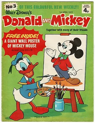 Buy Walt Disney's Donald Duck & Mickey Mouse Comic #3 1st April 1972 - Combined P&P • 1.25£