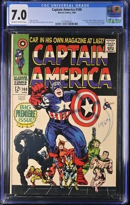 Buy Captain America #100 Marvel Comics, 4/68 CGC 7.0 • 291.23£