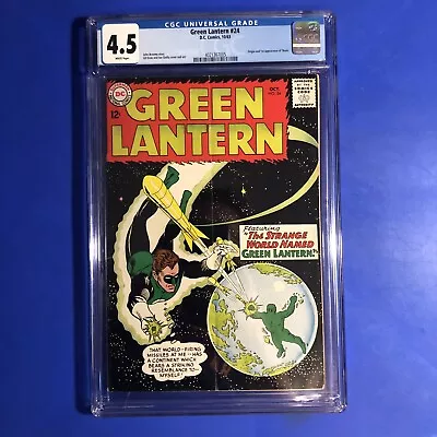 Buy Green Lantern 24 CGC 4.5 WHITE PAGES 1ST APPEARANCE SHARK GIL KANE DC COMIC 1963 • 123.48£