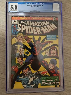 Buy Amazing Spider-Man #135 CGC 5.0 2nd App Of Punisher & Origin 1974 • 86.98£
