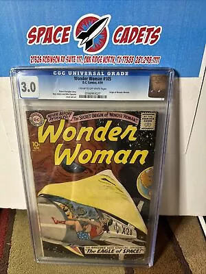 Buy Wonder Woman #105 Origin Eagle Of Space CGC 3.0 1959 Graded Comic Book • 271.81£