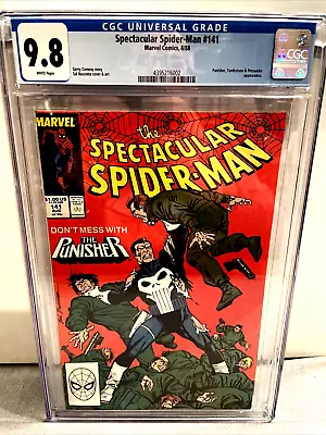 Buy SPECTACULAR SPIDER-MAN 141 CGC 9.8 WP CLASSIC PUNISHER Cover TOMBSTONE 1986 • 68.77£