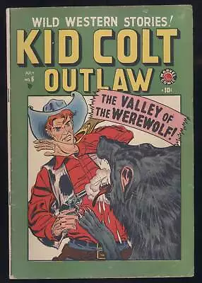 Buy Kid Colt Outlaw #6 1949 Golden Age Werewolf Horror Cover Western • 194.49£