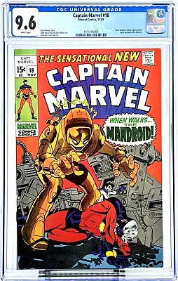 Buy Captain Marvel #18 🌟CGC 9.6 WHITE 🌟1969 NM Silver CAROL DANVERS NEW CLEAR CASE • 682.64£