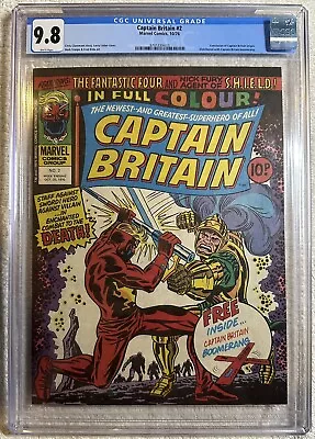 Buy Captain Britain #2 CGC 9.8 Origin Bronze Marvel Magazine 1976 White Pages • 427.13£