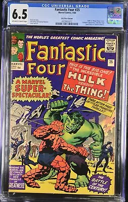 Buy Fantastic Four #25 - Marvel Comics 1964 CGC 6.5 Hulk Vs. Thing. UK Variant • 426.36£