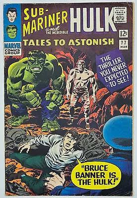 Buy Tales To Astonish #77 1966 4.5 VG+ Hulk's Secret Identity Revealed! Executioner! • 24.07£