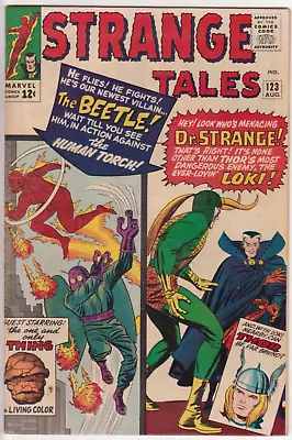 Buy Strange Tales #123, Marvel Comics 1964 FN/VF 7.0 1st Beetle. Loki And Thor! • 116.70£