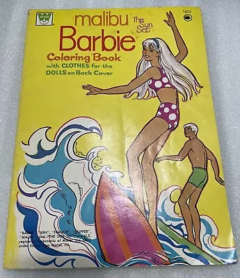 Buy Malibu The Sun Set Barbie Coloring Book 1973 Paper Dolls Clothes • 23.30£