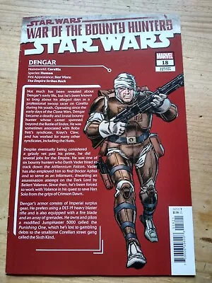 Buy Marvel Comics Star Wars 18 War Of Bounty Hunters Dengar Variant Cover • 10.99£