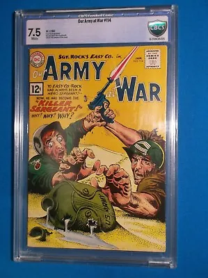 Buy OUR ARMY AT WAR # 114 - CBCS VF- 7.5 - WHITE Pgs - 1962 SGT ROCK • 178.58£