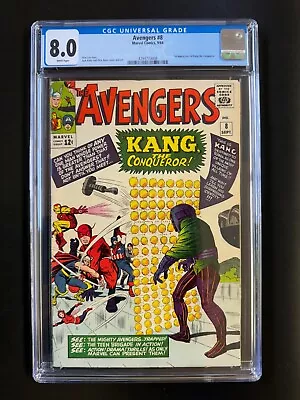 Buy AVENGERS #8  CGC 8.0  WHITE PAGES - 1st App Kang -EXCEL Registration-NEW CGC Cas • 1,708.54£