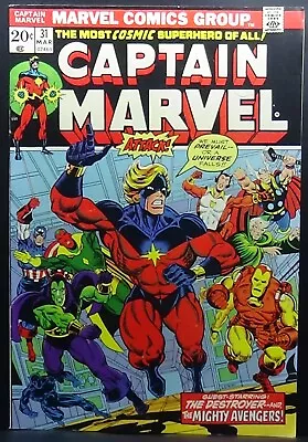 Buy Captain Marvel #31 Vf 8.0 1974 Thanos War Key! Avengers! Drax! Jim Starlin! • 19.45£