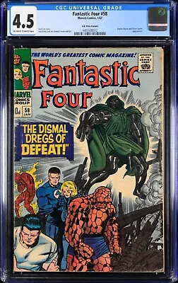 Buy Fantastic Four #58 1/1967 CGC 4.5 OW/W UKPV Doctor Doom 4403500012 • 90£