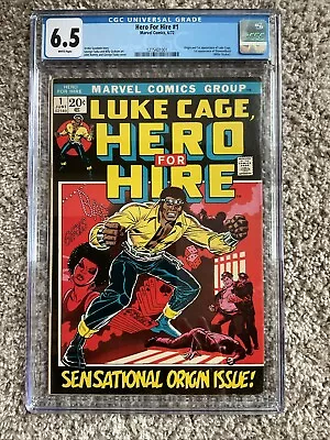 Buy Hero For Hire #1 ⭐ CGC 6.5 ⭐ 1st Appearance Of Luke Cage! 1972 WHITE PAGES • 271.81£