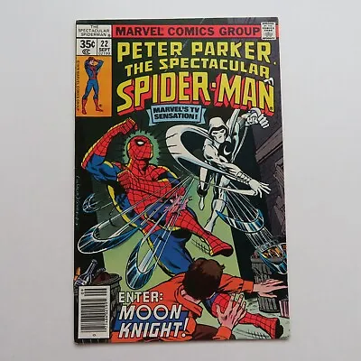 Buy Spectacular Spider-Man 22 (1978) Moon Knight Newsstand Marvel A3 • 24.85£